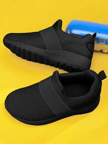 Children's Breathable Casual Outdoor Sports Shoes Toddler Little Kid Boys Girls Slip-on Shoes Running Sneakers Athletic Tennis Walking Shoes - Black - View 3