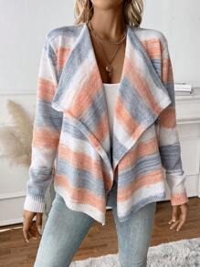 SHEIN LUNE Áo len cardigan cổ thác nước nhiều màu - Nhiều màu - Xem 1
