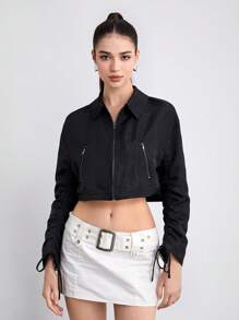 SHEINNeu Camicetta corta con manica regolabile con zip