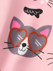 SHEIN Leap Crew 女小童字母和卡通圖案套頭衫&緊身打底褲 - 彩色 - 查看 5