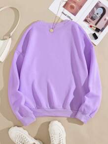 INAWLY Auto en letter grafische thermische gevoerde sweatshirt, lange mouwen tops