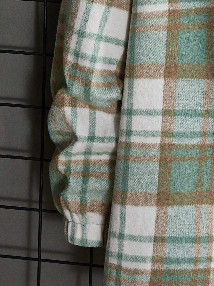 Loose Fit Men's Plaid Print Hooded Overcoat