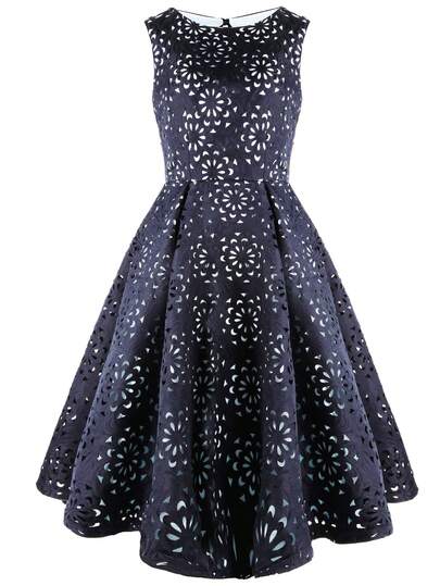 ANGEL FASHIONS Solid Cut Out Zip Back Flare Dress