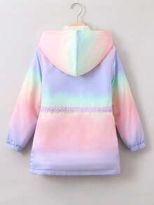 SHEIN Tween Girl 1 chiếc áo khoác có dây rút ombre có mũ trùm đầu ở thắt lưng - Nhiều màu - Xem 2