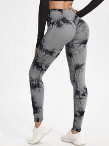 Easithlete 4入組紮染寬腰帶運動打底褲