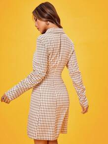 Lunelith SHEIN Lunessa Plaid Print Button Front Shirt Dress