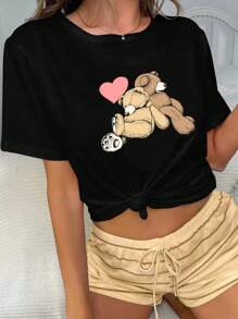 Top para dormir con estampado de dibujos animados - Negro - Ver 5