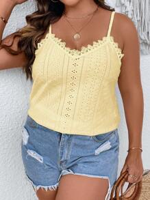 Breezaya Plus Eyelet Embroidery Cami Top - Champagne - View 3