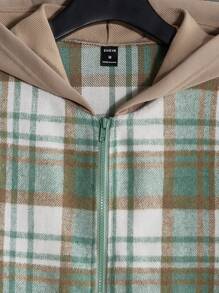 Manfinity VCAY Loose Fit Men's Plaid Print Hooded Overcoat - Multicolor - View 3