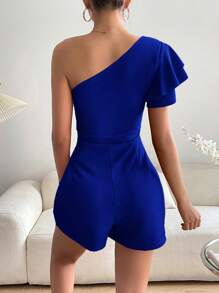 SHEIN Privé 單肩蝴蝶袖連身短褲