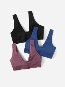 SHEIN Sport Studio 3pcs Seamless Solid Sports Bra workout