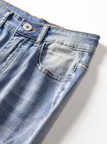 SHEIN Explorewe Tween Boy Casual Ripped Distressed Denim Jeans, School, Campus, College Summer Holiday - Light Wash - View 3