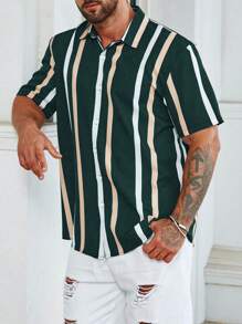 Manfinity Homme Men Plus Striped Print Shirt - Multicolor - View 5