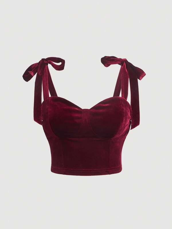 SHEIN MOD Plus Elegant Tie Shoulder Bustier Cami Top
