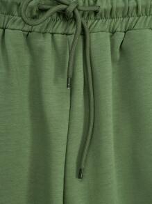RueChic Men Letter Graphic Tee & Drawstring Waist Shorts - Green - View 6