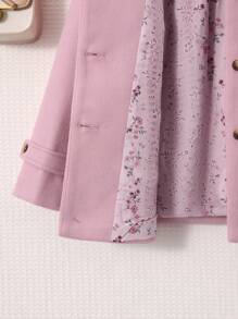 SHEIN Tween Girl Letter Patched Detail Dual Pocket Hooded Overcoat,In Fall/Winter