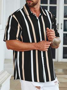 Manfinity Homme Men Plus Striped Print Shirt - Multicolor - View 3