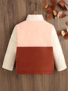 男童拼色拉链夹棉大衣 - 彩色 - 查看 2