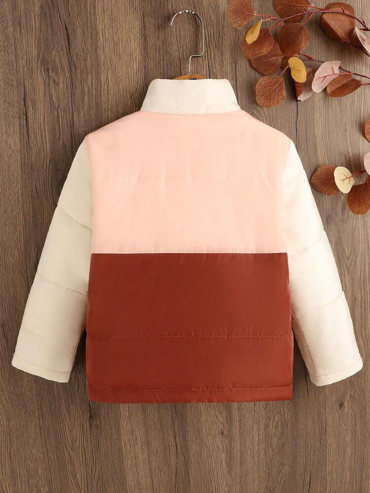 Young Boy Colorblock Zip Up Padded Coat