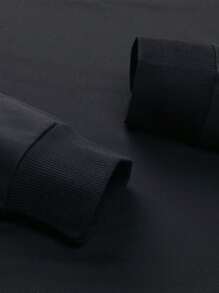 Men Bird Print Pocket Drawstring Hoodie, For Halloween - Black - View 4