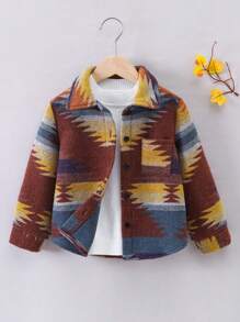 SHEIN Young Boy Geo Print Pocket Patched Overcoat Without Tee - Multicolor - View 1