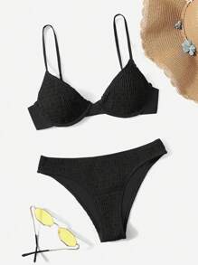 Swim Basics 夏日沙灘束腰底托比基尼套裝 - 黑色 - 查看 4