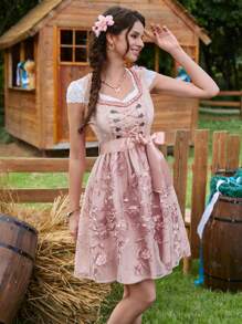 Calvaya Vestido con estampado floral con cordón delantero
