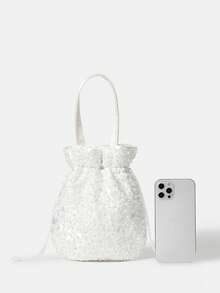 SHEIN Belle Mini Women's Drawstring Design Evening Bag - White - View 8