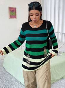 Flirla Áo len dệt kim họa tiết sọc Halloween, thích hợp cho mùa thu đông. - Nhiều màu - Xem 5