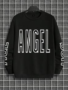 Manfinity Hypemode Nam Đồ họa Chữ cái Thả vai Lót nhiệt Lỏng lẻo Áo nỉ - màu đen - Xem 2