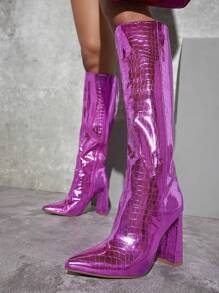 SHUZIA Stiefel metallisch Kunstleder Kniehoch