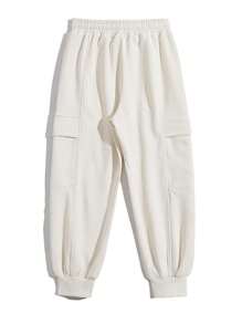 Men Slant Pocket Drawstring Waist Pants - Apricot - View 2