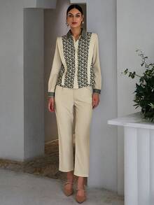 Sollinarry Geo Print Shirt & Pants - Khaki - View 5