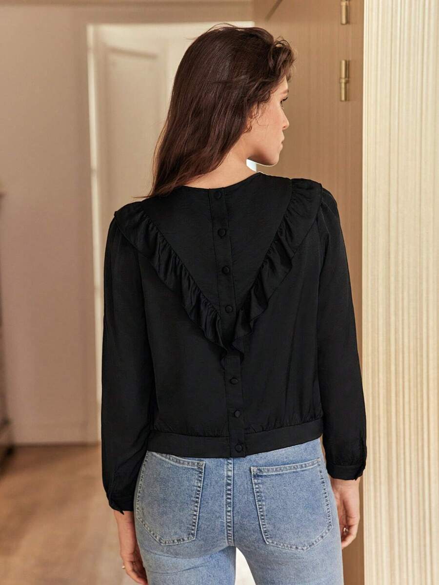 SHEIN Frenchy Blouse Unicolore À Volants