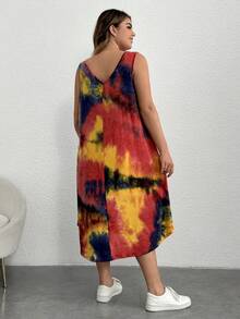 SHEIN LUNE 大碼紮染背心洋裝 - 黃色 - 查看 2