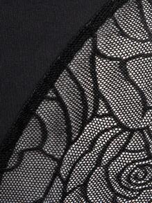 SHEIN Unity 对比色花卉网眼弹性腰部拼接紧身裤