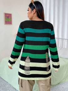 Flirla Áo len dệt kim họa tiết sọc Halloween, thích hợp cho mùa thu đông. - Nhiều màu - Xem 2