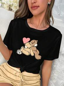 Top para dormir con estampado de dibujos animados - Negro - Ver 4