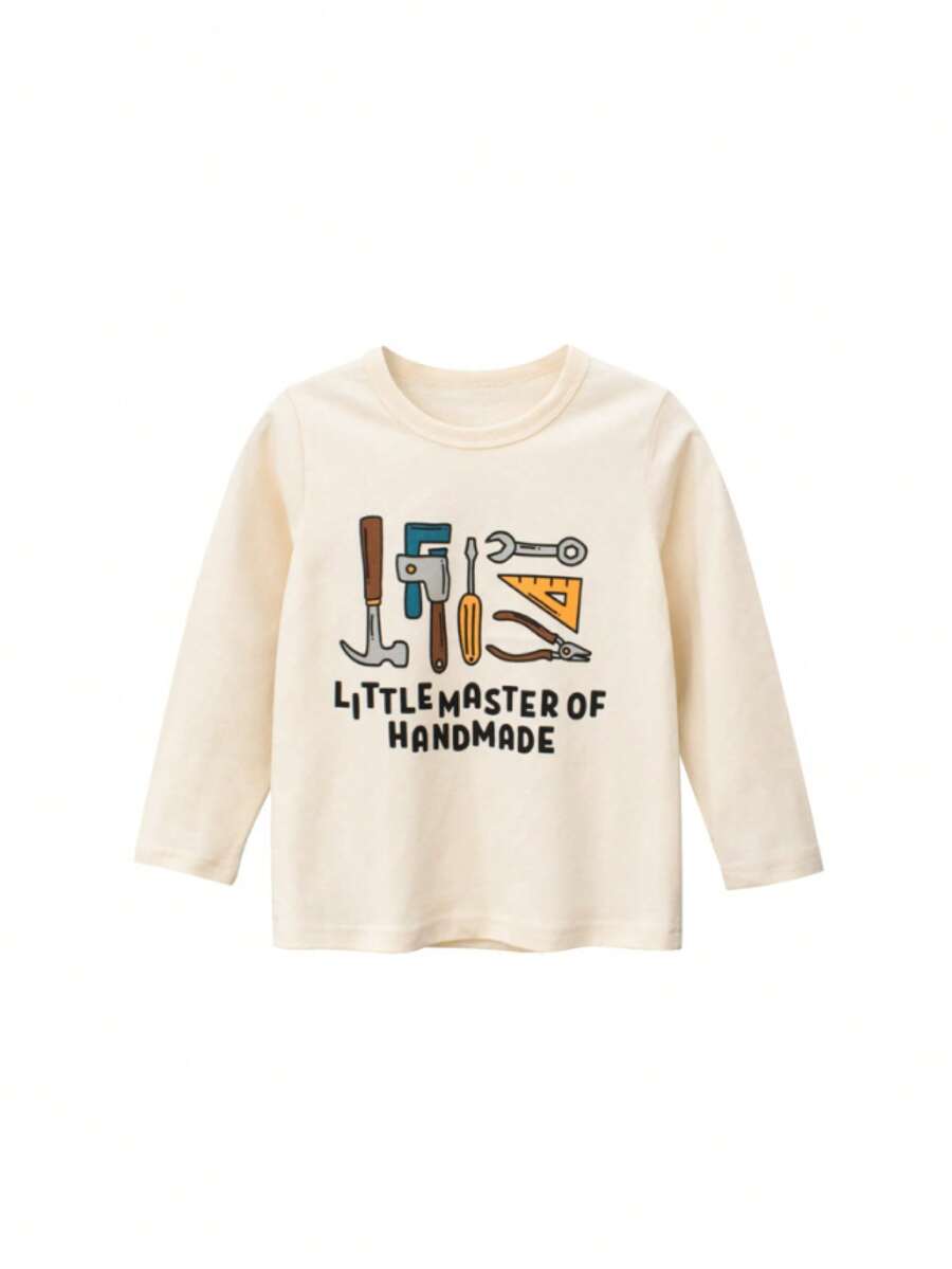 Chàng trai trẻ Công cụ & Đồ họa Chữ cái Áo thun - Màu be - Xem 1