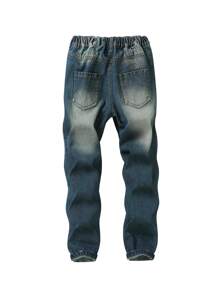 Tween Boy Ripped Washed Jeans - Dark Wash - View 2