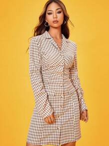 Lunelith SHEIN Lunessa Plaid Print Button Front Shirt Dress