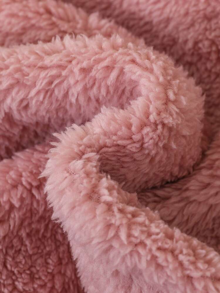 Baby Girl Contrast Trim Flap Detail Teddy Coat