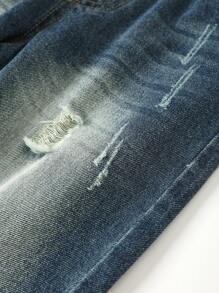 Tween Boy Ripped Washed Jeans - Dark Wash - View 4