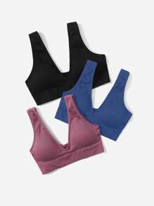 SHEIN Sport Studio 3pcs Seamless Solid Sports Bra workout