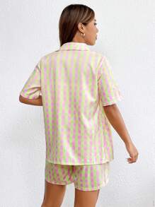 Flirla Gingham Print Shirt & Shorts