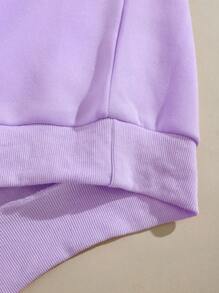 INAWLY Auto en letter grafische thermische gevoerde sweatshirt, lange mouwen tops