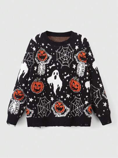 Ariqdhaksinargha Maglione modello Halloween spalle cadenti