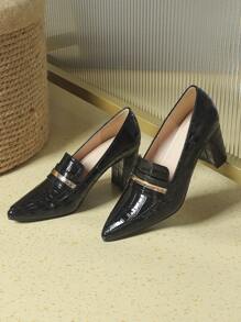 Fall/Winter 2025 Women's Fashionable Crocodile Pattern High Heel Pumps For Casual And Elegant Occasions,Elegant,Loafers