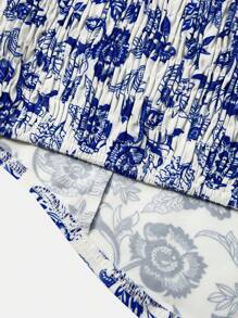 SHEIN Unity Floral Print Crop Blouse - Blue - View 7