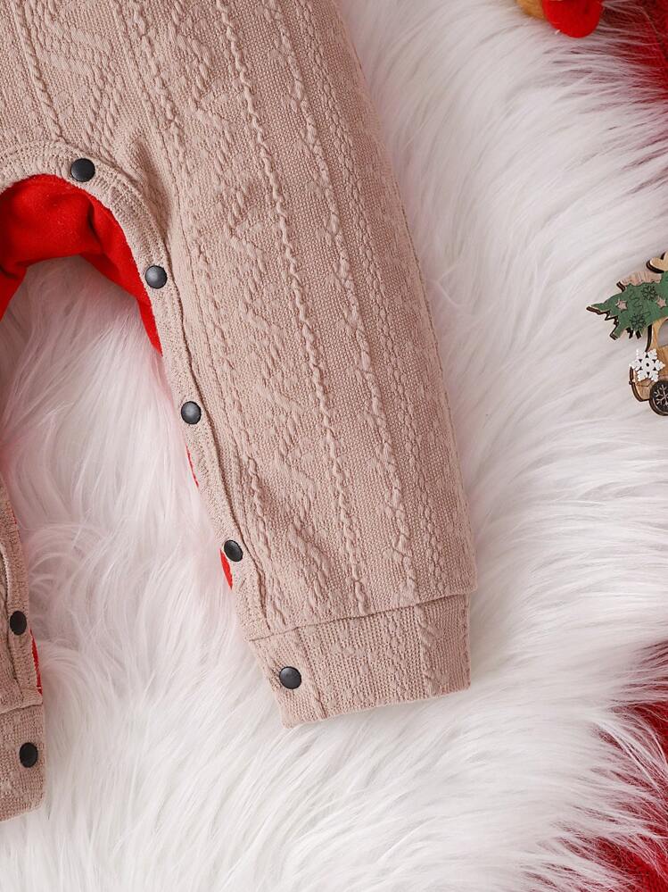 Bébé Fille Noël À Broderie À Blocs De Couleurs Combinaison & Chapeau - Rouge - Voir 6